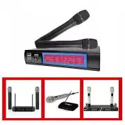 Wireless Microphone System HandHeld Dynamic Mic for Karaoke w/ Digital Display