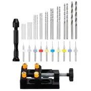 0.1mm-1.0mm Micro Mini Twist Drill Bit Pin Vise Bench Vice Hand Tool Set 37pcs