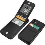 iPhone 11 Case Wallet with Credit Card Holder, KIHUWEY Premium Leather Magnetic Clasp Kickstand Heavy Duty Protective Cover for 11 6.1 Inch(Black)