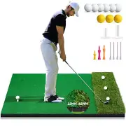 Golf Hitting Mat, 5x4ft Thickening Dual-Turf Golf Mat - Long & Short Grass Si...