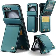 COVO for Samsung Z Flip 5 Case Wallet with RFID Blocking, Galaxy Z Flip 5 Wallet Case with Card Holder, Durable Kickstand Case for Samsung Galaxy Z Flip 5 Green