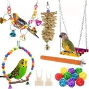 12 Pcs Bird Parrot Swing Chewing Toys, Hanging Bell Birds Cage Toys
