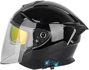Bluetooth Open Helmet Jet Motorcycle Helmet with Double Sided Visor Motorbike Helmet with Removable Liner for Adult Men Ladies DOT/ECE Approved Half Shell Helmet