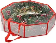 Clear Wreath Storage Bag - Holiday Artificial Wreath Container, Reusable Organizer, Easy to Use, Protective Holder