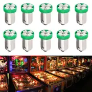 10X 1893 #44 #47 1847 BA9S 4 SMD LED Pinball Machine Light Bulb Green 6.3V AC DC