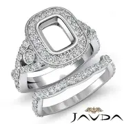 Cushion Diamond Engagement Pave Ring Bridal Sets 18k Gold White Setting 2.1Ct