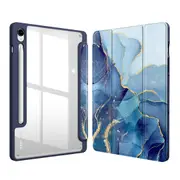 MCC For Samsung Galaxy Tab S9 FE 10.9" Case Cover Clear Back Marble X510 X516 [Blue]