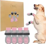 BEAUTYZOO Non Slip Dog Socks for Small Medium Large Dogs, Grip Dog Paw Protector for Hard Wood Floor Senior Old Dogs,Injury Protection to Prevent Licking 2 Pairs Socks Anti Twist for Hot/Cold Pavement