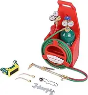 kurriuwu Professional Brass Welding Cutting Torch Kit with 4L+2L Cylinders, Regulators, and Accessories - Portable Gas Welding Tool Set (26.77" x 12.6" x 11.81") Red