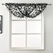 Black Waterfall Window Curtain Valance Sheer Bathroom Valance Beaded Swag Valanc