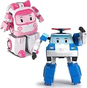 Robocar Poli [2 Pack] Poli & Amber Transforming Robot Toy, 4" Transformable Action Toy Figure