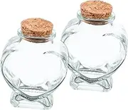 ERINGOGO 2Pcs Transparent Glass Wish Jars with Corks DIY Candy Storage Bottles for Home Decor and Crafting Projects