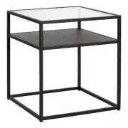 Homesphere Furniture Modern 20" Blackened Bronze Metal/Glass Side Table
