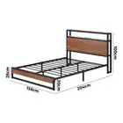 Oikiture Metal Bed Frame Double Size LED Storage Headboard USB Charge