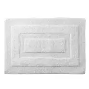 17 In. X 24 In. White Textured Border Cotton Machine Washable Bath Mat
