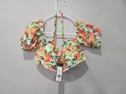 BCBG Paris Peach Poof Sleeve Bikini Top Women's Size XL New