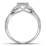 14k White Gold Round Diamond Cluster Bridal Engagement Ring 1/6 Cttw