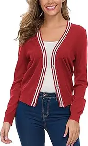 [Urban CoCo] Women's Open Front Striped Button Down Cardigan