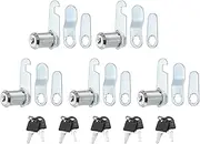 uxcell 1-1/8" Cam Lock with Keys, 5 Pack Zinc Alloy Keyed Different Cabinet Cam Lock Set RV Storage Lock for File Drawer Mailbox Toolbox, Silver Tone