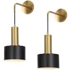 Black Wall Sconces Set of 2, Modern Retro Bedside Wall Lamp Industrial Adjust...