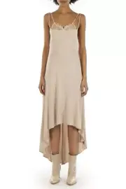 ELISA CAVALETTI langes Kleid Sommerkleid beige mit Spitze Gr. M, L Sommer