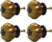 Ceramic Knob,Cabinet,Furniture Pull Handles,Door Pull,Drawer Pull Handle,4pcs Ceramic Knobs Vintage Knob Drawer Pumpkin Shaped Pull Handle Furniture Door Cabinet Cupboard Wardrobe Dresser Decorative
