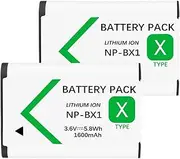 LOTUS POWER NP-BX1 Lithium ion Battery 1600 mAh, Replacement NP BX1 Batteries High Capacity NPBX1 Battery for Sony ZV1 DSC-RX100/RX100 III/RX100 VII HDR-CX405/CX440 HDR-AS20 Camera (2 Batteries)
