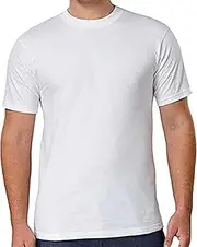[Kirkland Signature] Men's Crew Neck T-Shirts 100% Cotton (Pack of 6) (White,Large), White, Large
