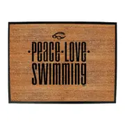 Peace Love Swimming - Funny Novelty Doormat Man Cave Floor mat