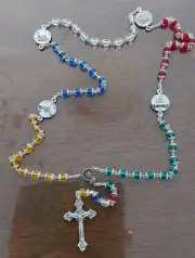 Rosary Beads Multi Colour/Silver 48cm Length