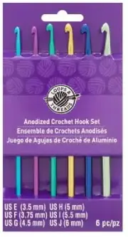 154168 Loops & Threads Anodized Aluminum Crochet Hooks Set/ E-J