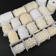 2 Yard Flatback Beads Chain Trim Sew On Abs Ivory White Imitation Pearl Plastic