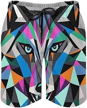 [RKJVB] Mens Swim Trunks with Mesh Lining Coyote, Wolf Beast Beach Shorts Quick Dry Drawstring Board Shorts with Pocket