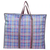 在飛比找ETMall東森購物網優惠-41L格紋牛津布環保購物袋 搬家袋 手提袋 防水袋 拉鍊袋
