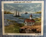 Printed needlepoint tapestry Canvas Orchidea 24x30 cm Landscape With Church