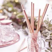 Metallic Rose Gold Foil Paper Party Straws 20pk