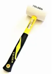 16oz TOLSEN PROFESSIONAL WHITE RUBBER HEAD MALLET HAMMER FIBERGLASS HANDLE 25175