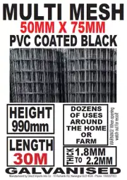 Welded Wire Industrial Heavy Duty Fencing Black Mesh Fence 30m Roll 990H 50x75mm