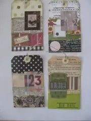 4 Handmade Tags Scrapbook Junk Journal Ephemera w
