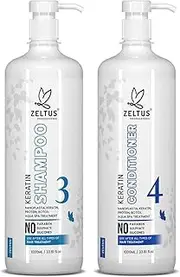 ZELTUS Shampoo and Conditioner Kit with Keratin and Moroccan Argan Oil for Deep Condition and Intense Repair, 1000 ml Shampoo and Conditioner Hair Care Set