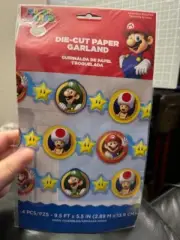 SUPER MARIO PAPER GARLAND ~ Nintendo Wii Boys Birthday Party Supplies Decoration