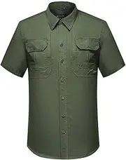[HanzhuoLG] Men Tactical Tshirt Military Camouflage Cargo Outdoor Tshirt Army Offroad Man Top Baggy Short Sleeve Shirts for Men's Army Green S