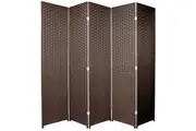 Woven Room Divider Screen Brown 5 Panel