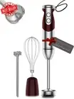 Pro Titanium 3-in-1 Hand Blender 12-Speed Immersion Mixer Whisk Frother Red