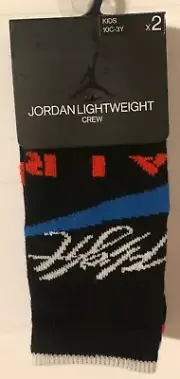 Air Jordan lightweight Crew Socks 2 Pairs Kids Size 10C - 3Y