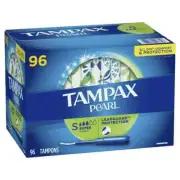 Tampax Pearl Tampons, Super Absorbency - 96 Count