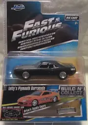 JADA 1:55 2016 Fast & Furious Build 'N Collect Letty's Black PLYMOUTH BARRACUDA