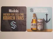 BEER COASTER ~ VICTORIA Cerveceria Modelo (Corona) ~ MEXICO - KRAKEN Hockey Fans