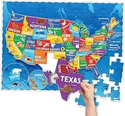 [Momo & Nashi] United States Puzzle for Kids - 70 Piece USA Map Puzzle 50 States with Capitals - Childrens Jigsaw Geography Puzzles for Kids Ages 4-8