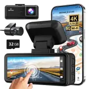 REDTIGER 4K Dash Cam Front and Rear,5G Wi-Fi,3.18'' Touch Screen Dash Camera